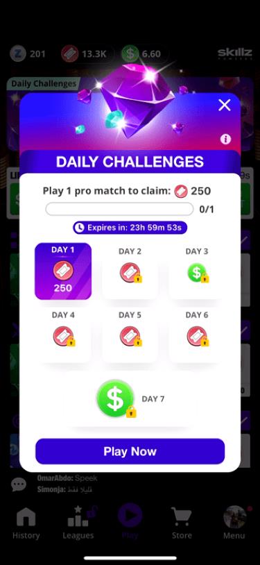 A Daily Challenge on 21 Blitz.