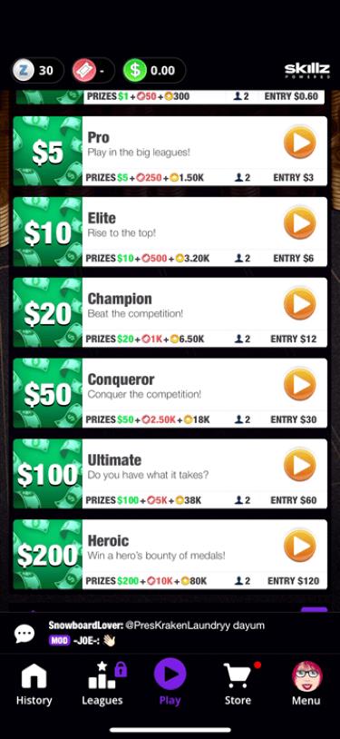 High-stakes games available on the 21 Blitz gaming app.