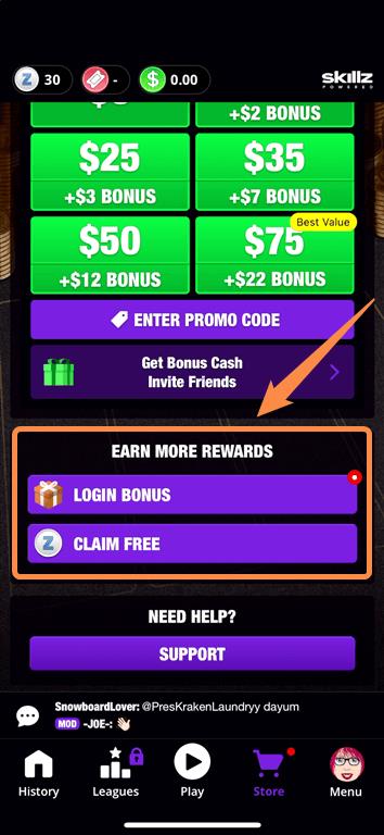 Where to collect the 21 Blitz Login Bonus.