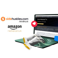 A laptop showing the Amazon Mechanical Turk homepage.