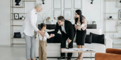 Social worker introducing a child to their foster family.