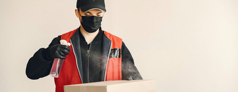 Medical courier delivering a package.
