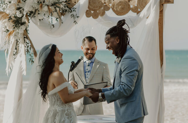 Wedding officiant leading a wedding service