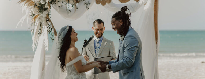 Wedding officiant leading a wedding service