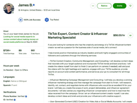 James Brady's Upwork Profile