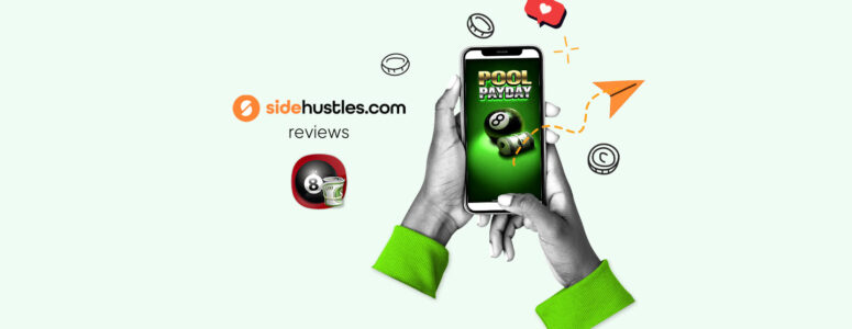 Smartphone showing the Pool Payday gaming app.