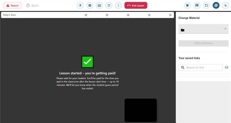 Screenshot Cambly Late Start Payment Page
