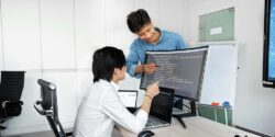Software consultant helping another developer with a project.