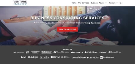 Homepage of the business consulting firm Venture Smarter