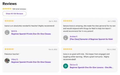 Ivana Winslow's Outschool reviews and testimonials