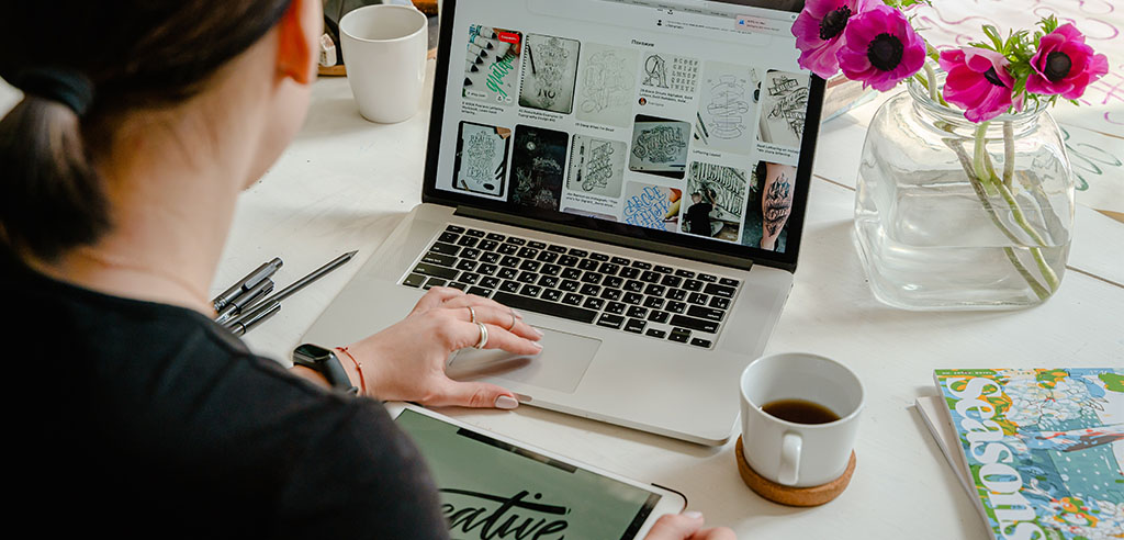 a woman is improving her graphic design skill