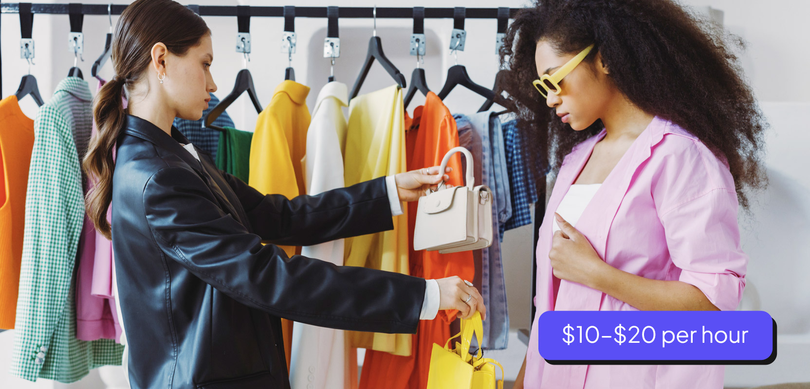 Woman buying clothes with her personal shopper