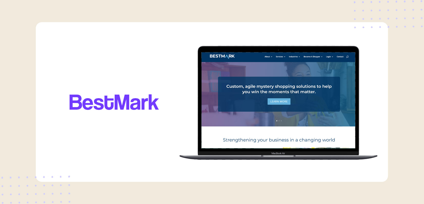Laptop screen showing the BestMark website