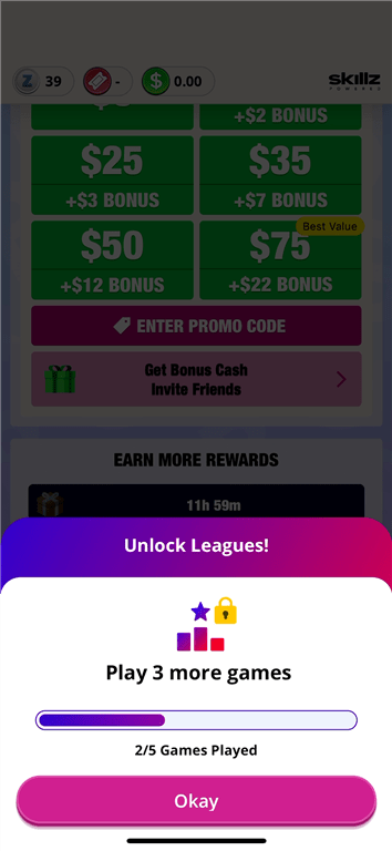 Locked Leagues tab on Blackout Bingo.