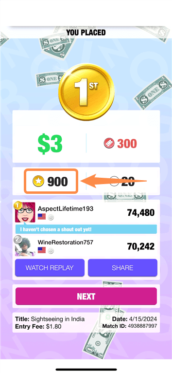 Image of the Blackout Bingo medal payouts system.