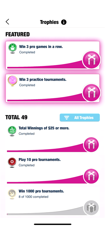 Screenshot of Blackout Bingo trophies.