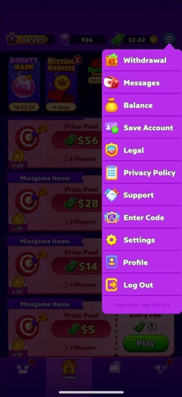 Where to enter promo codes on Bubble Buzz.