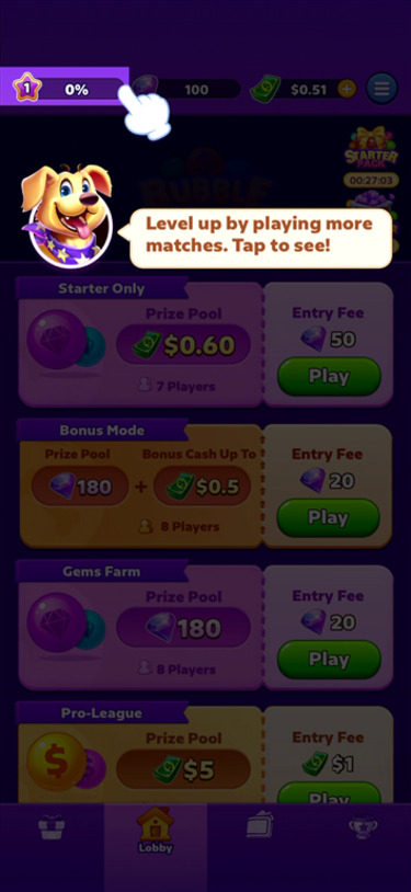 The meter for monitoring XP on Bubble Buzz.