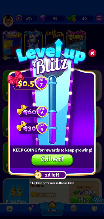 Bubble Cash special task to get extra rewards for leveling up.