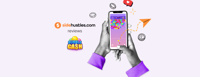 Smartphone showing the Bubble Cash app.