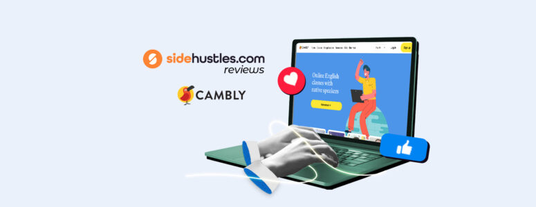 Teacher on a laptop signing up online to teach on Cambly