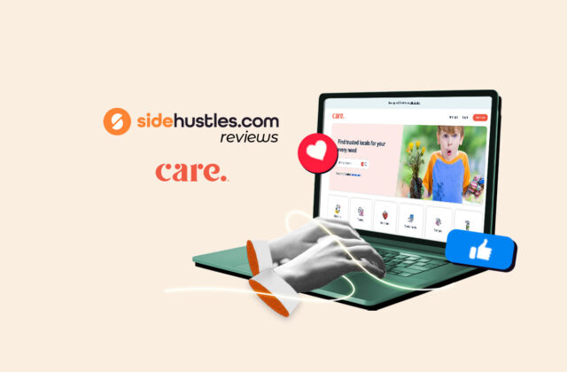 Care professional on a laptop signing up online to become a Care.com caregiver