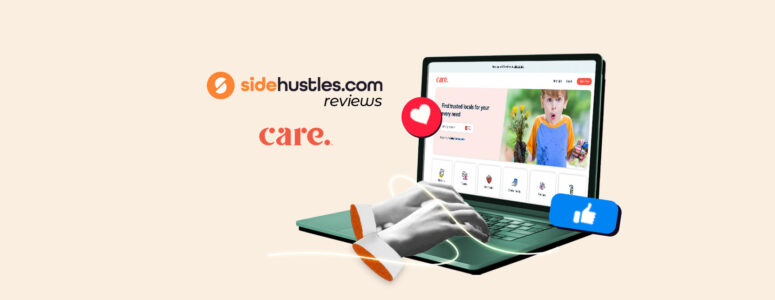 Care professional on a laptop signing up online to become a Care.com caregiver