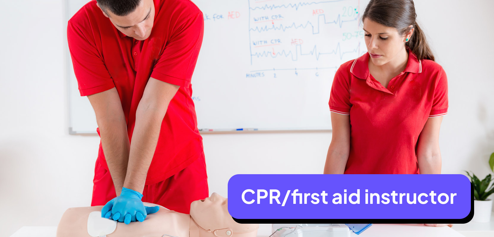 Two nurses giving a CPR lesson as part of their side hustle
