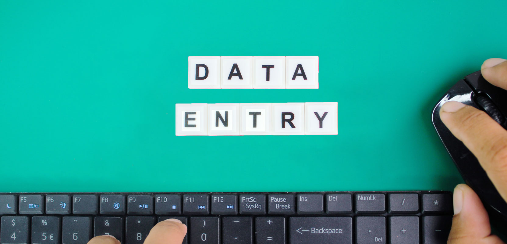 Keyboard and mouse below the words Data Entry