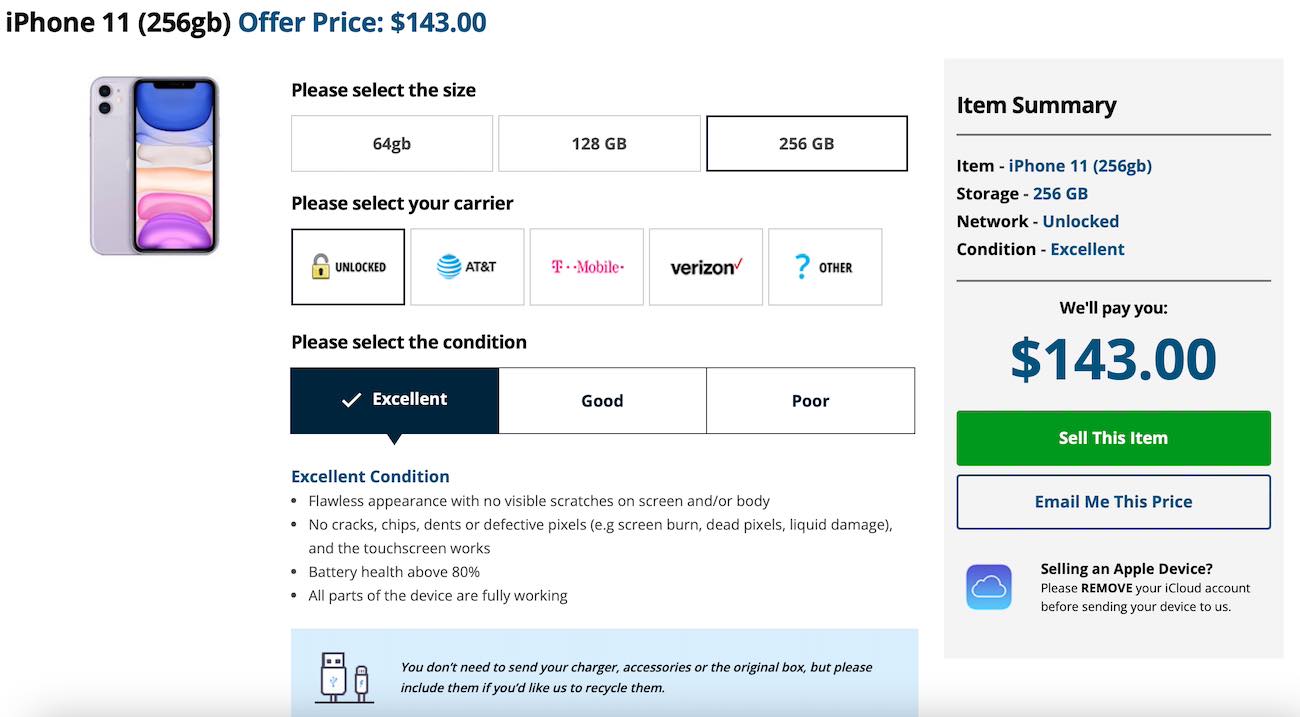 Decluttr's selling interface.