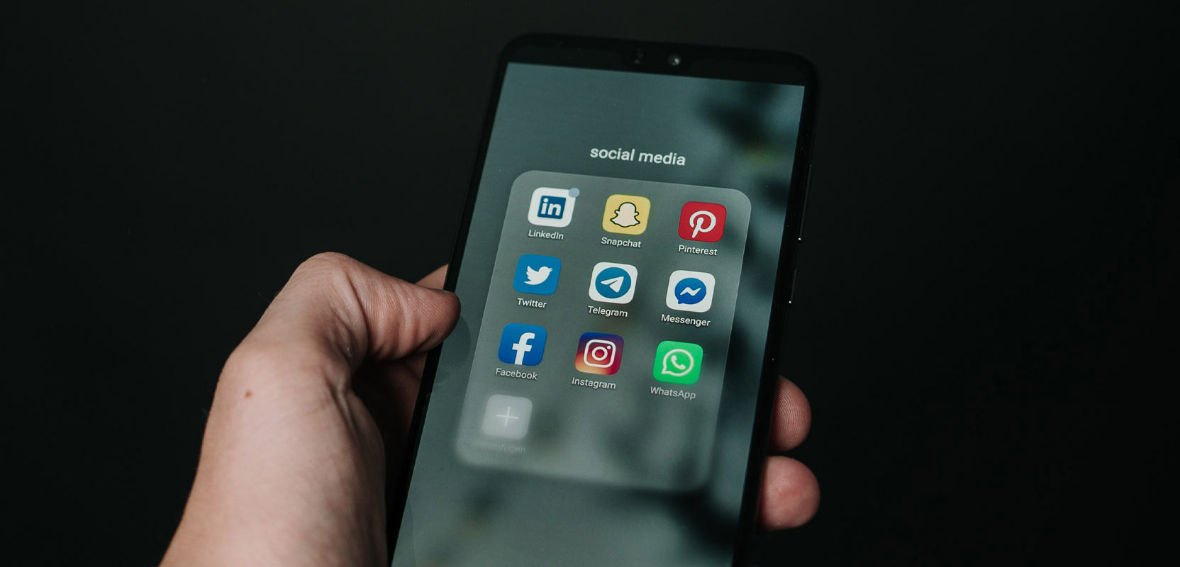 Closeup of social media icons on a smartphone screen