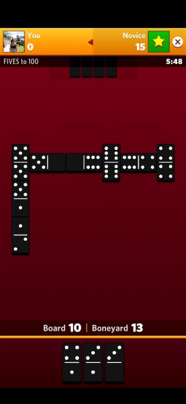 Screenshot showing an example of open ends in Dominoes Gold.