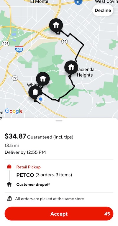 DoorDash prompting the Dasher to accept an order.