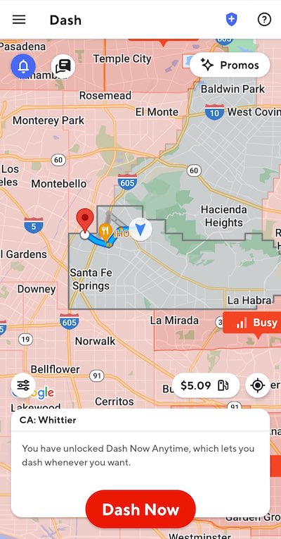 DoorDash's Dash Now Anytime feature.