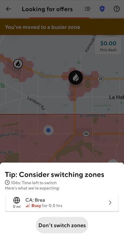 The DoorDash zone-picking interface.