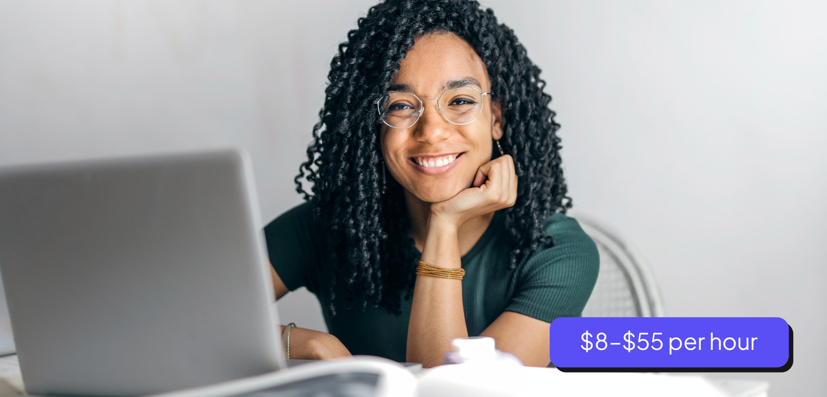Freelancer sitting at a laptop