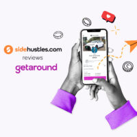 Hands of a Getaround car owner holding a smartphone displaying the interface of the Getaround mobile app