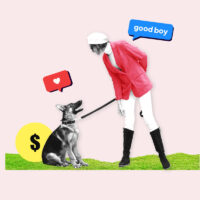 Professional dog walker with a German Shepherd