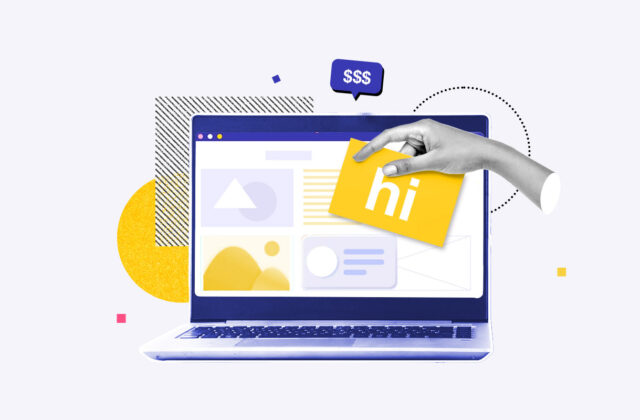 Web designer adding design features to a webpage on a laptop