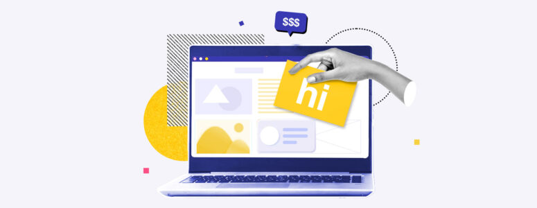 Web designer adding design features to a webpage on a laptop