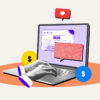 Laptop with a blog post being written on it representing making money blogging