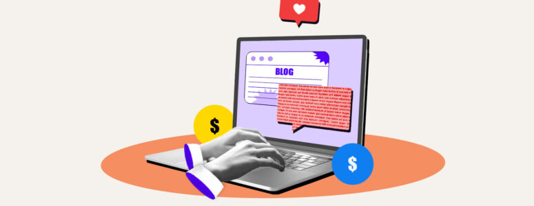 Laptop with a blog post being written on it representing making money blogging
