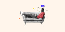 Man sitting on his couch earning money by doing nothing