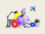 Remote worker sitting at his desk making money from home