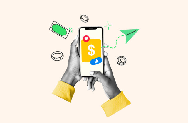 Smartphone surrounded by money icons representing earning money from your phone