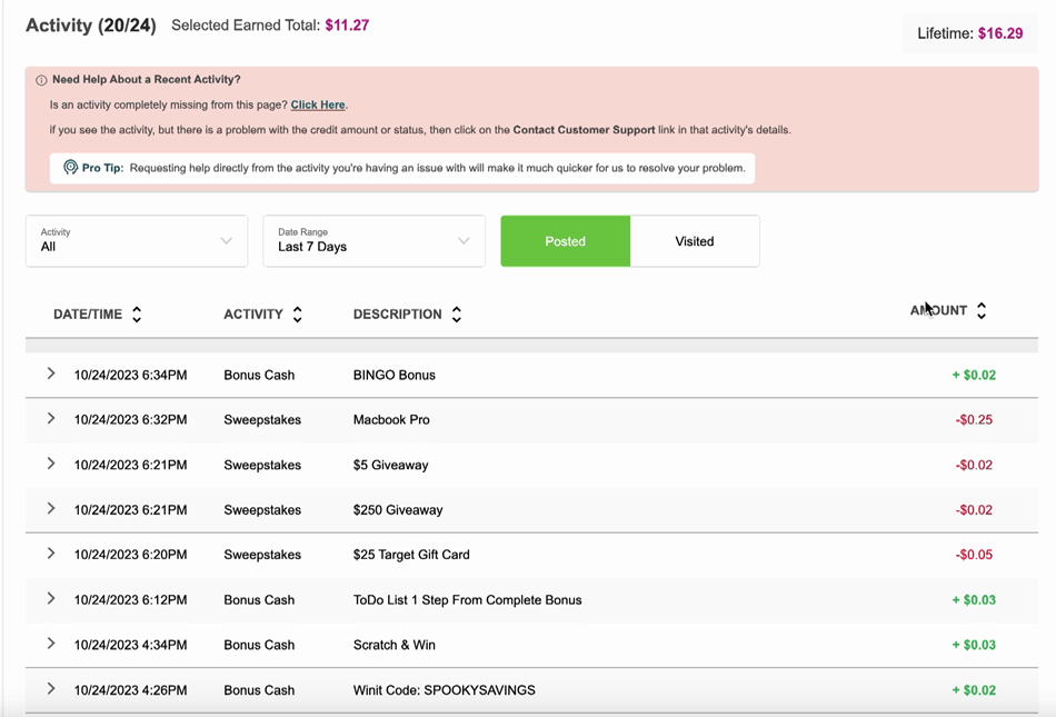 Screenshot to see your InboxDollars earnings