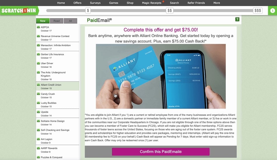 Reading emails to earn rewards on InboxDollars.