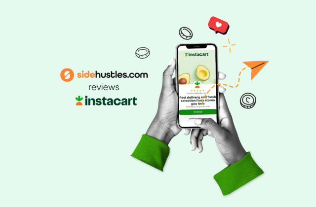 Mobile phone showing Instacart on the screen.