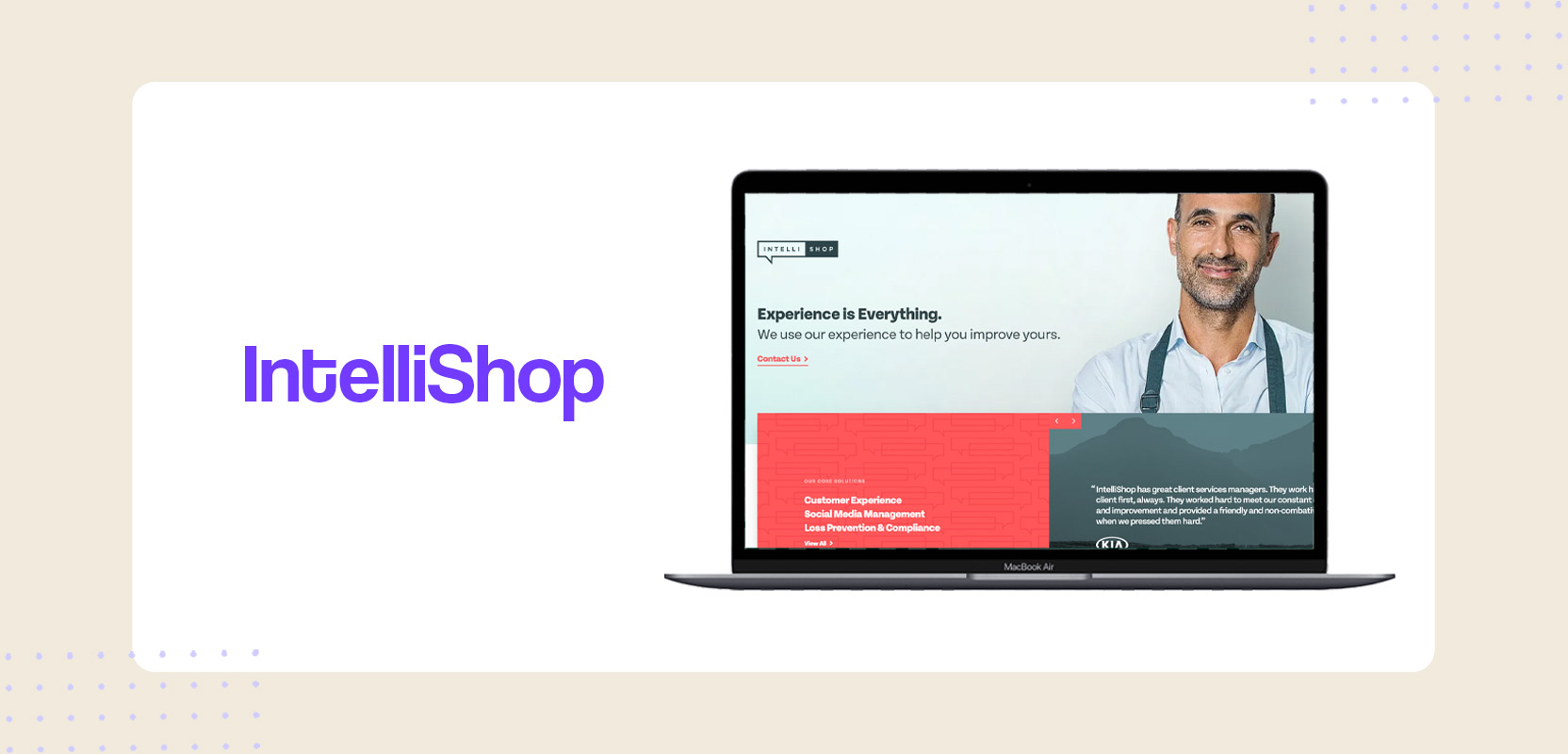Laptop screen showing the IntelliShop website