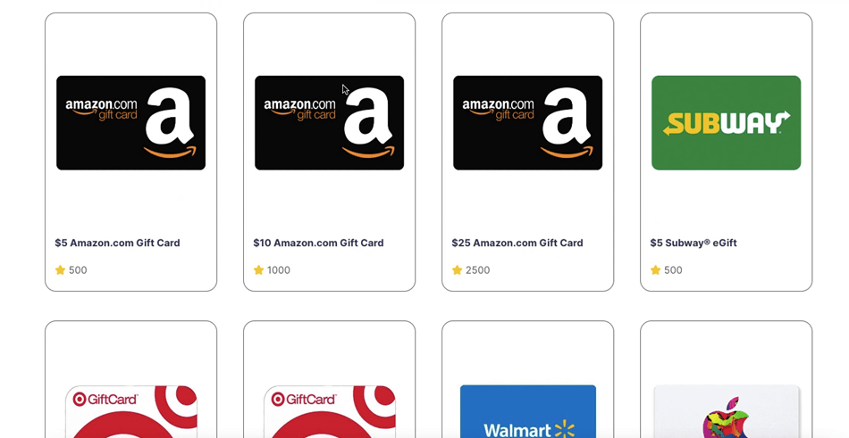Ipsos iSay gift cards for reward redemption